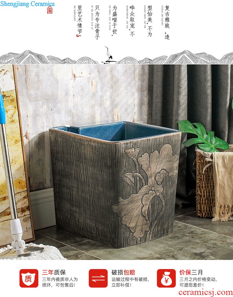 Koh larn, neat hand-drawn square stage basin ceramic lavabo art of the basin that wash a face basin sinks green lotus