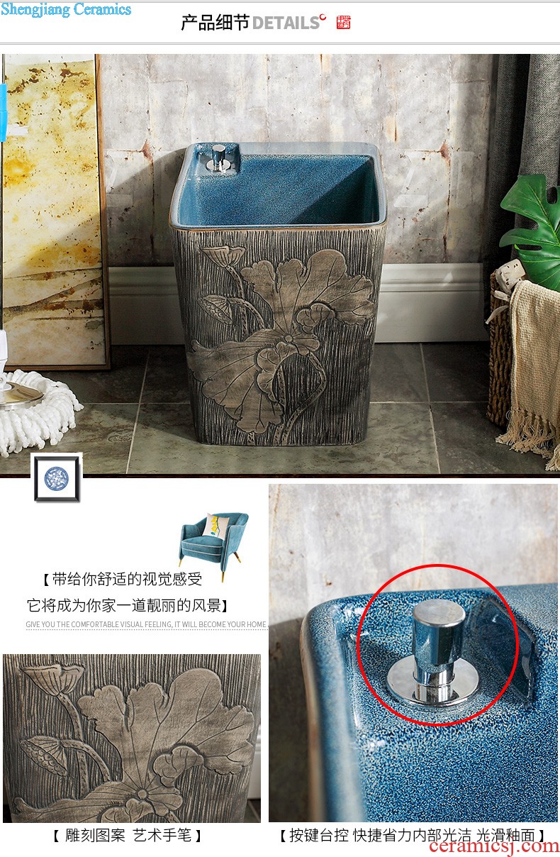 Koh larn, neat hand-drawn square stage basin ceramic lavabo art of the basin that wash a face basin sinks green lotus