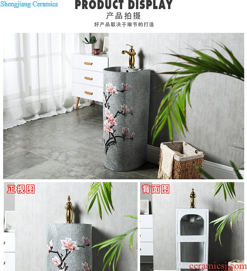 Post, qi balcony one-piece toilet ceramic basin stage basin lavatory basin that wash a face to wash your hands light blue and white