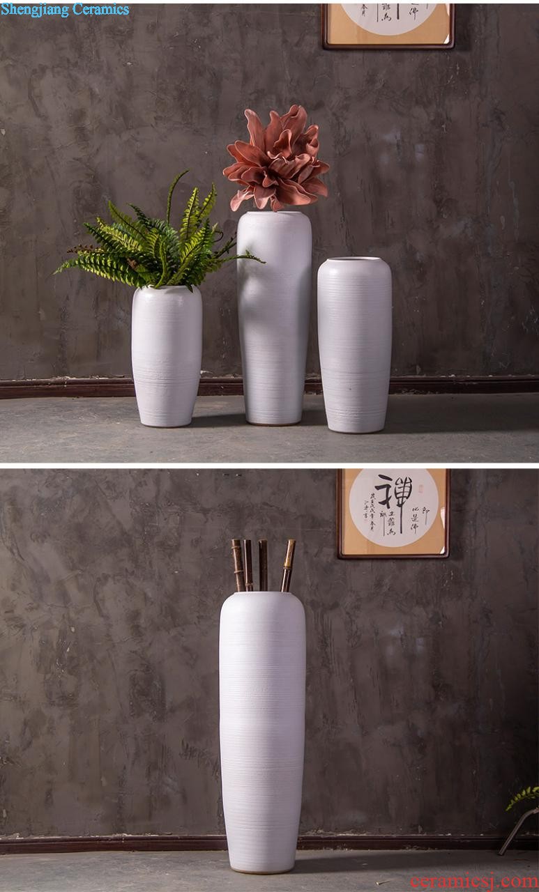 Modern hand-painted plum flower vase three-piece Mediterranean home furnishing articles of jingdezhen ceramics craft decoration decoration