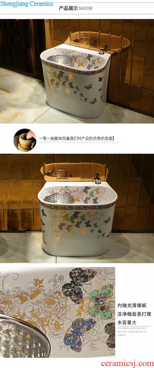 Ceramic basin of pillar type lavatory basin sink pillar integrated vertical column basin home floor small yellow flowers