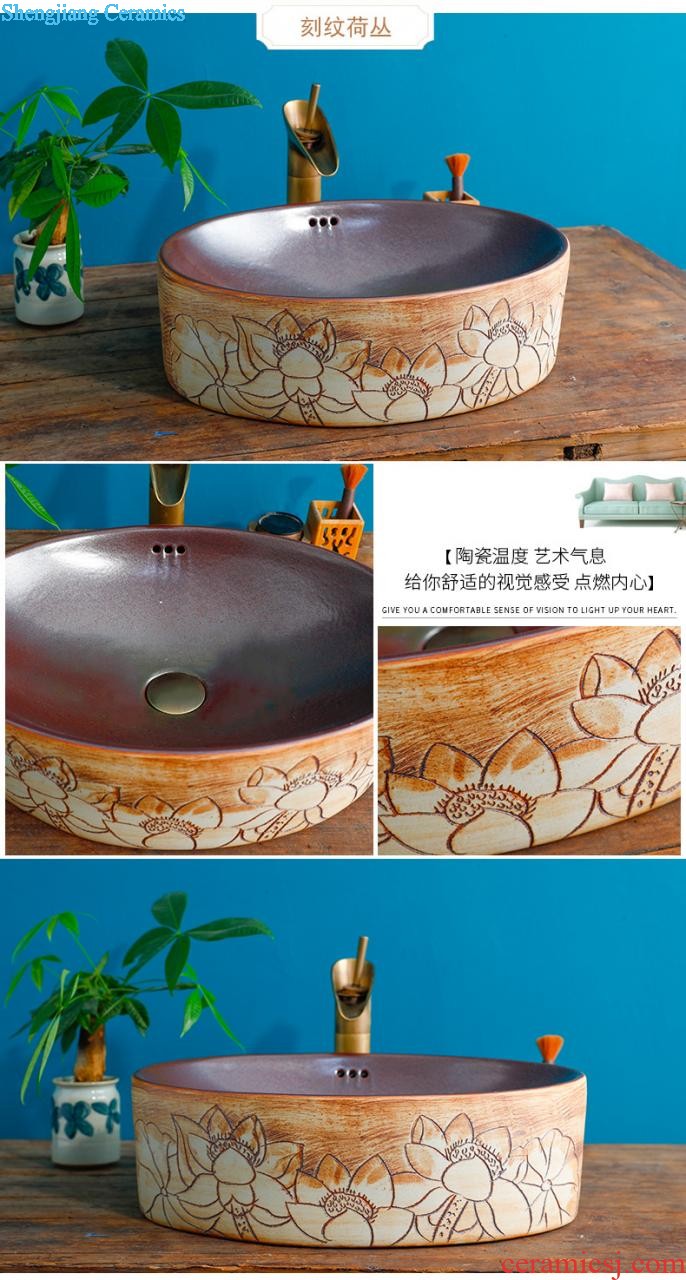 The stage basin to jingdezhen ceramic lavabo that defend bath lavatory basin art gold peony