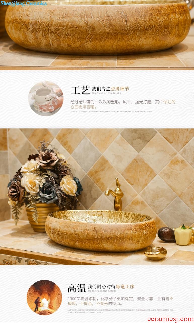 Jingdezhen American art square on the toilet lavabo lavatory basin basin on its golden flowers