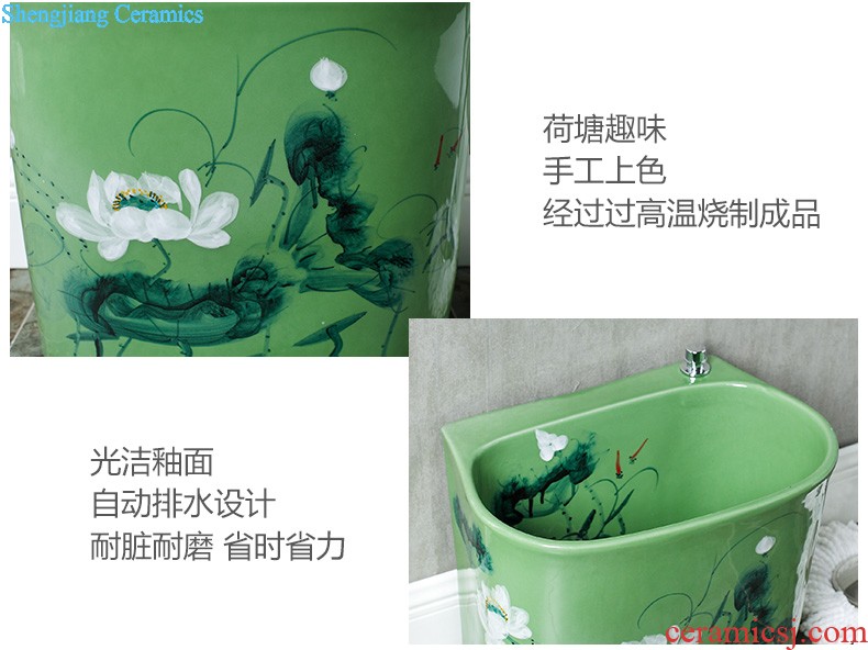 M beautiful European art ceramic toilet stage basin sink lavatory basin that wash a face Fangyuan fruit-green glaze