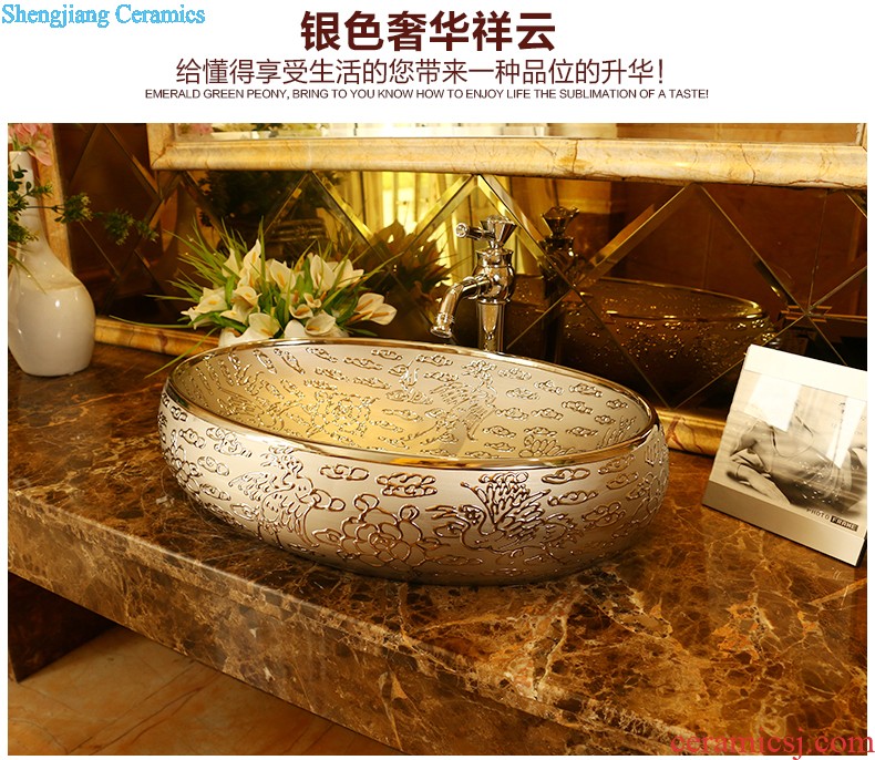 Jingdezhen American art square on the toilet lavabo lavatory basin basin on its golden flowers