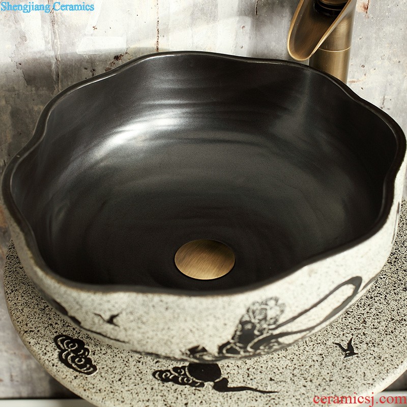 M beautiful ceramic mop pool Jingdezhen art mop basin balcony outdoor mop pool crack deep black