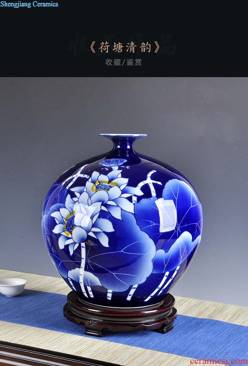 Jingdezhen blue and white porcelain ceramic vase large shan bottle home furnishing articles sitting room put dry flower lucky bamboo porcelain arts and crafts