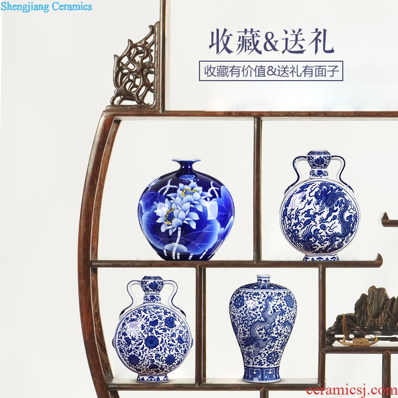 Jingdezhen blue and white porcelain ceramic vase large shan bottle home furnishing articles sitting room put dry flower lucky bamboo porcelain arts and crafts