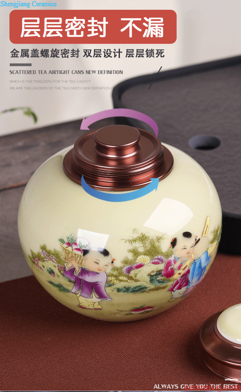 Manual caddy ceramic seal tank 10 jins receives dahongpao store receives pu 'er tea box storage tea tea set