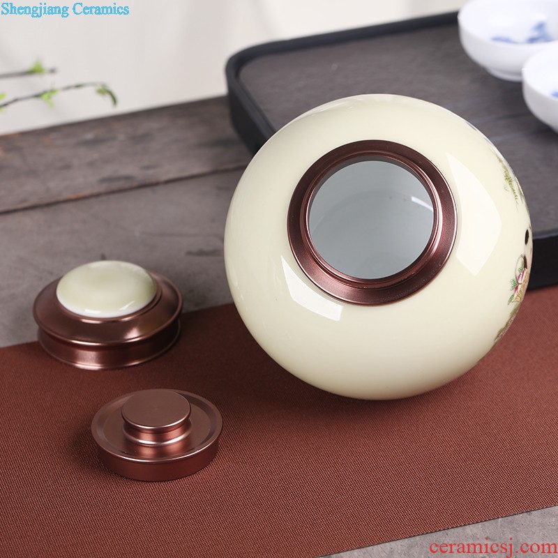 Manual caddy ceramic seal tank 10 jins receives dahongpao store receives pu 'er tea box storage tea tea set