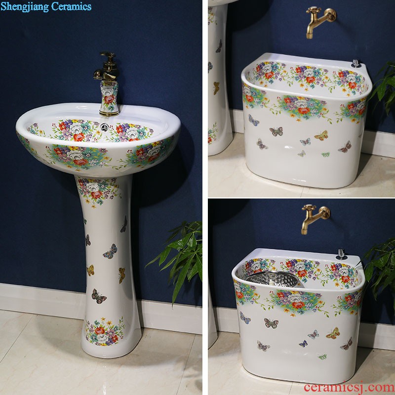 Continental basin of pillar type lavatory balcony column ceramic floor sink basin integrated outdoor sink