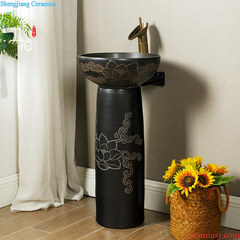 Restoring ancient ways, beautiful ceramic table basin sink art basin sinks of the basin that wash a face black gold dragon