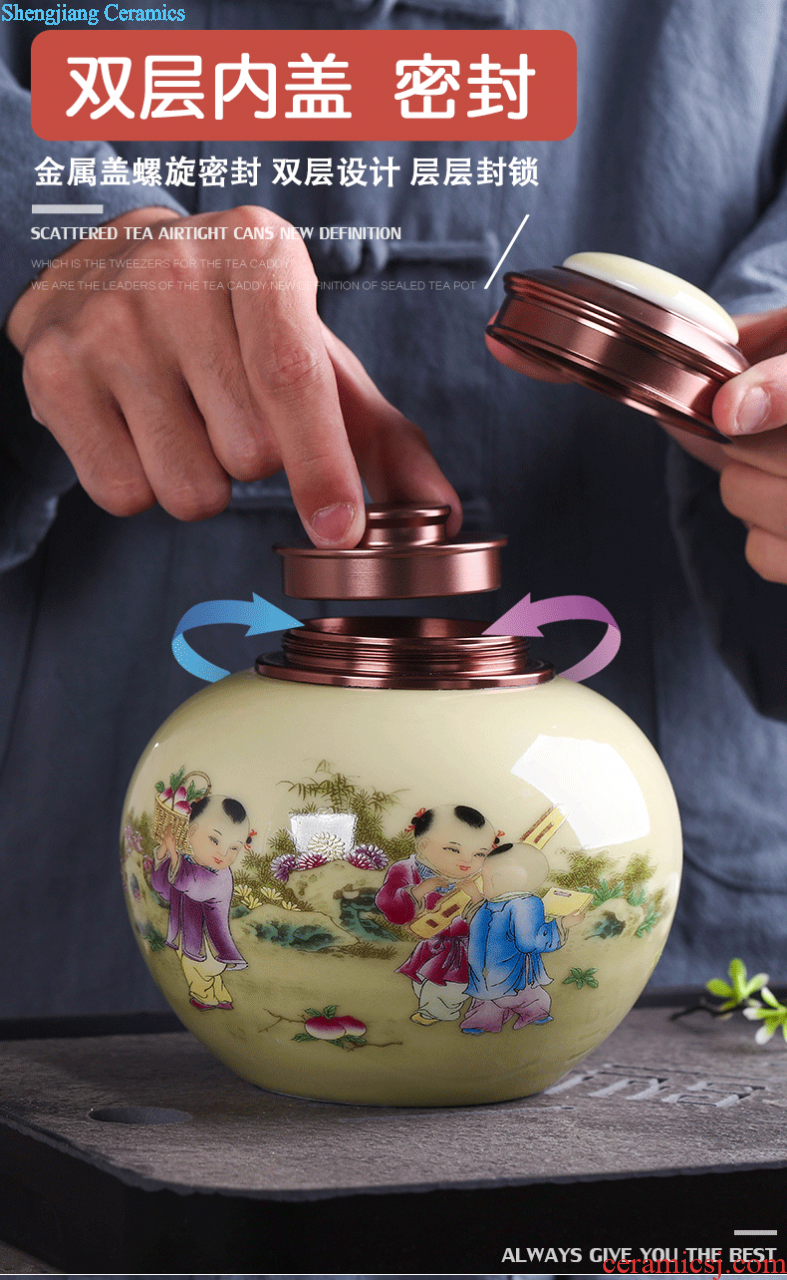 Manual caddy ceramic seal tank 10 jins receives dahongpao store receives pu 'er tea box storage tea tea set