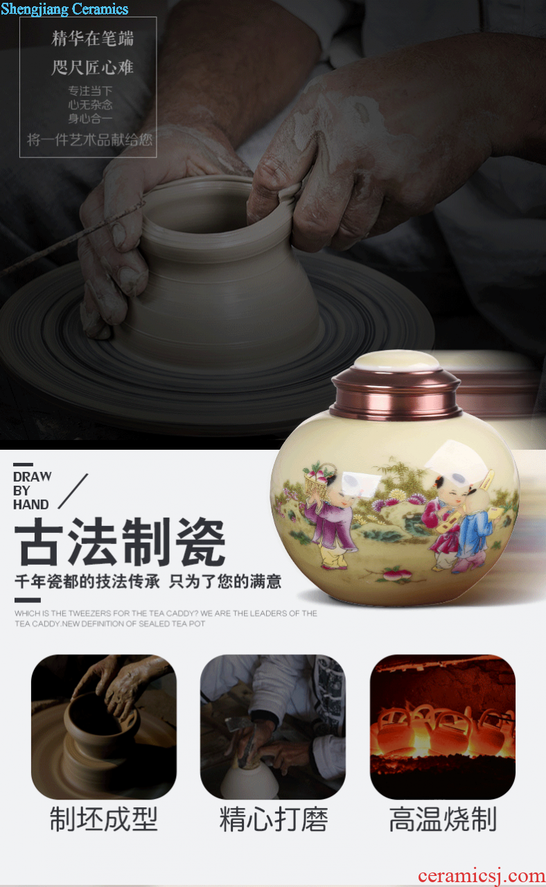 Manual caddy ceramic seal tank 10 jins receives dahongpao store receives pu 'er tea box storage tea tea set