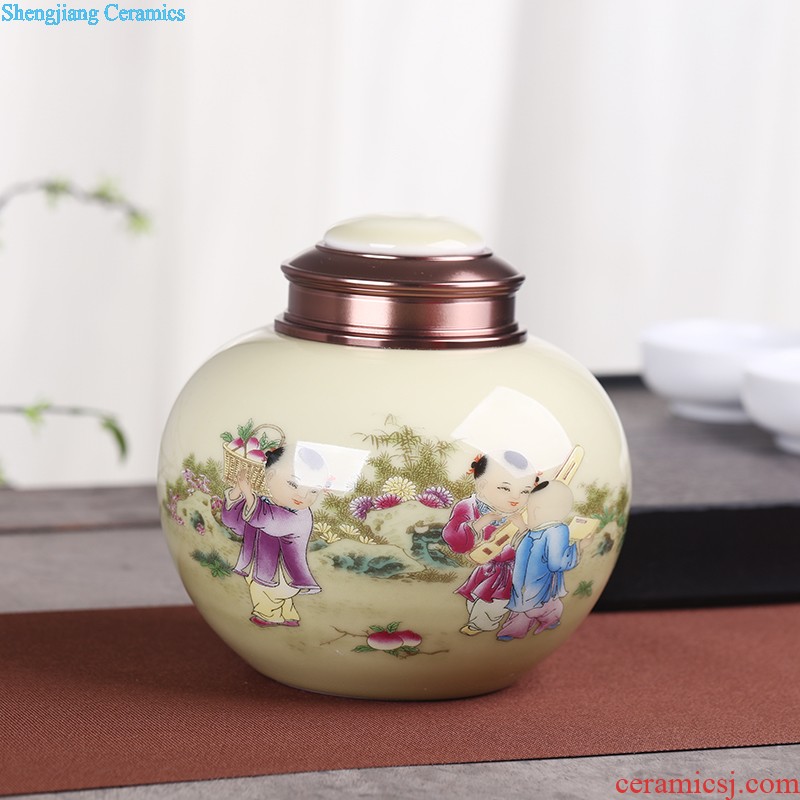 Manual caddy ceramic seal tank 10 jins receives dahongpao store receives pu 'er tea box storage tea tea set