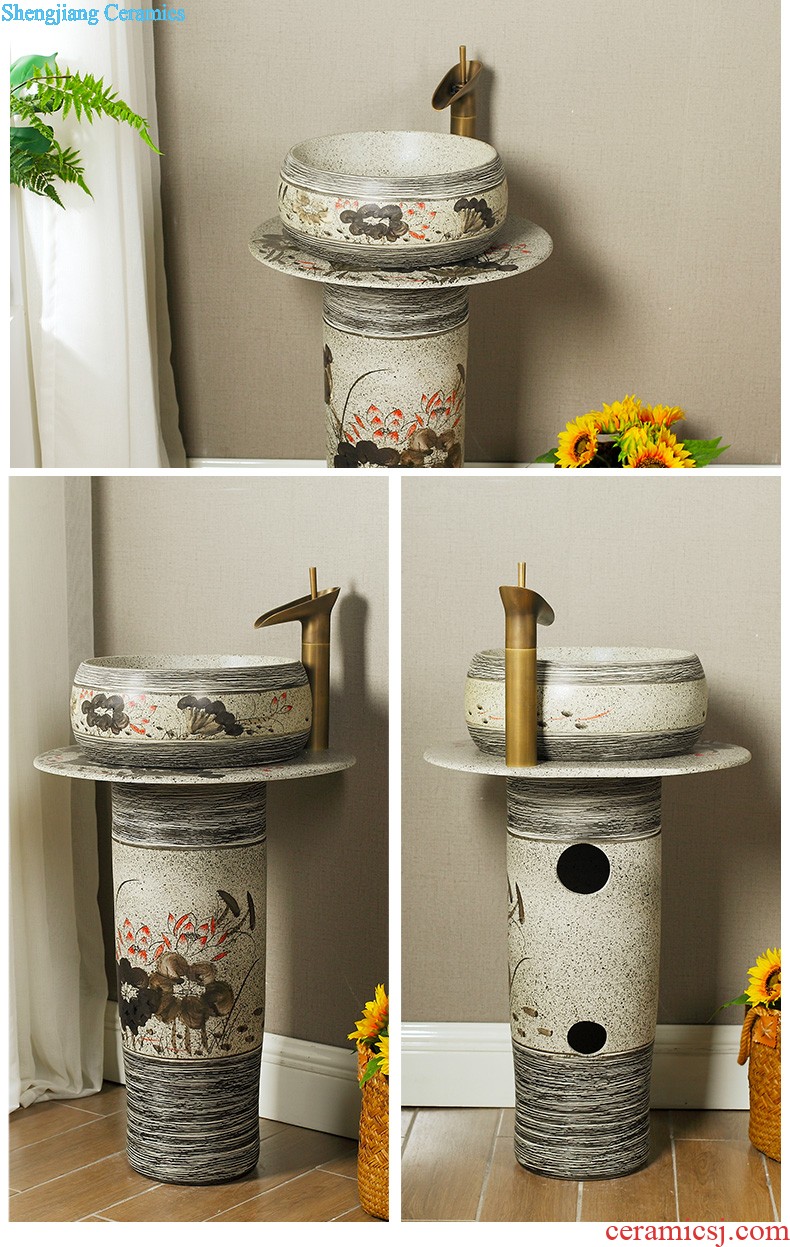 Koh larn, qi stage basin ceramic lavabo lavatory circle art basin bathroom the basin that wash a face green flowers and birds