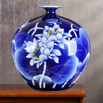 Jingdezhen blue and white porcelain ceramic vase large shan bottle home furnishing articles sitting room put dry flower lucky bamboo porcelain arts and crafts