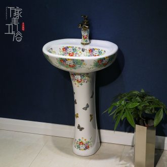 Continental basin of pillar type lavatory balcony column ceramic floor sink basin integrated outdoor sink