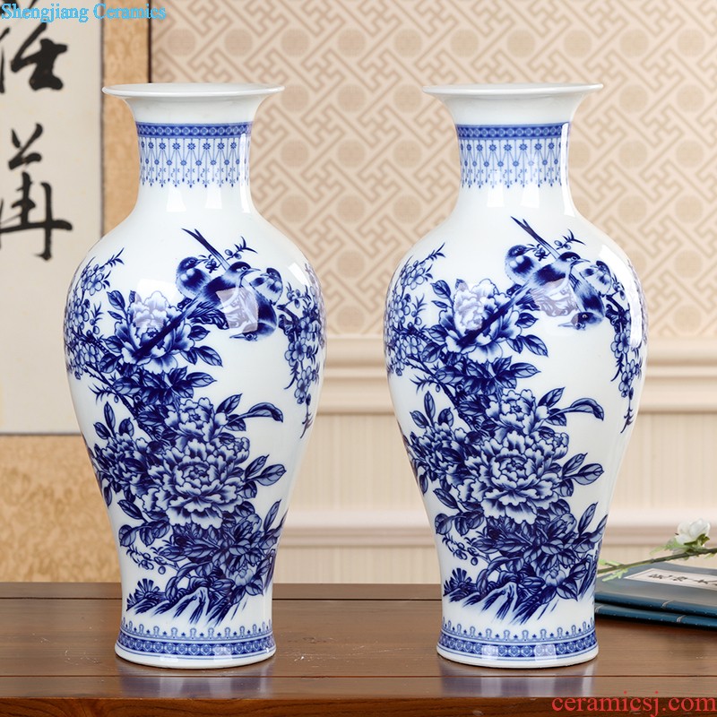 Jingdezhen ceramics lucky bamboo vase furnishing articles New Chinese style household adornment flower arranging large sitting room of ikea