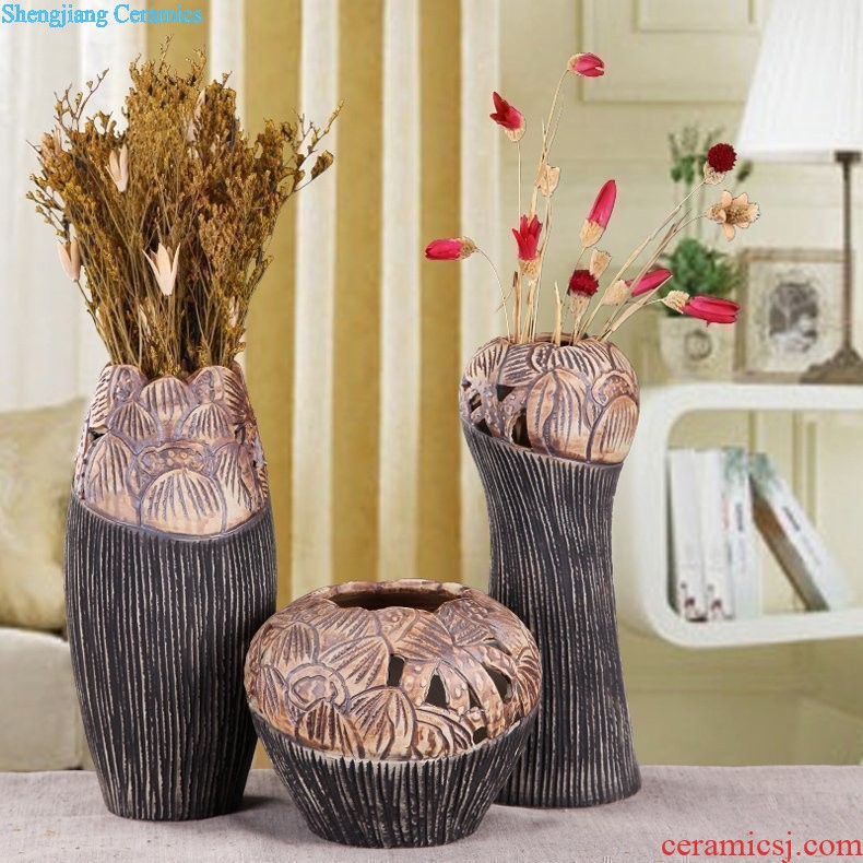 Metal glaze coarse pottery dried flower vase restoring ancient ways of jingdezhen ceramic sitting room place in modern Chinese Japanese flower arrangement