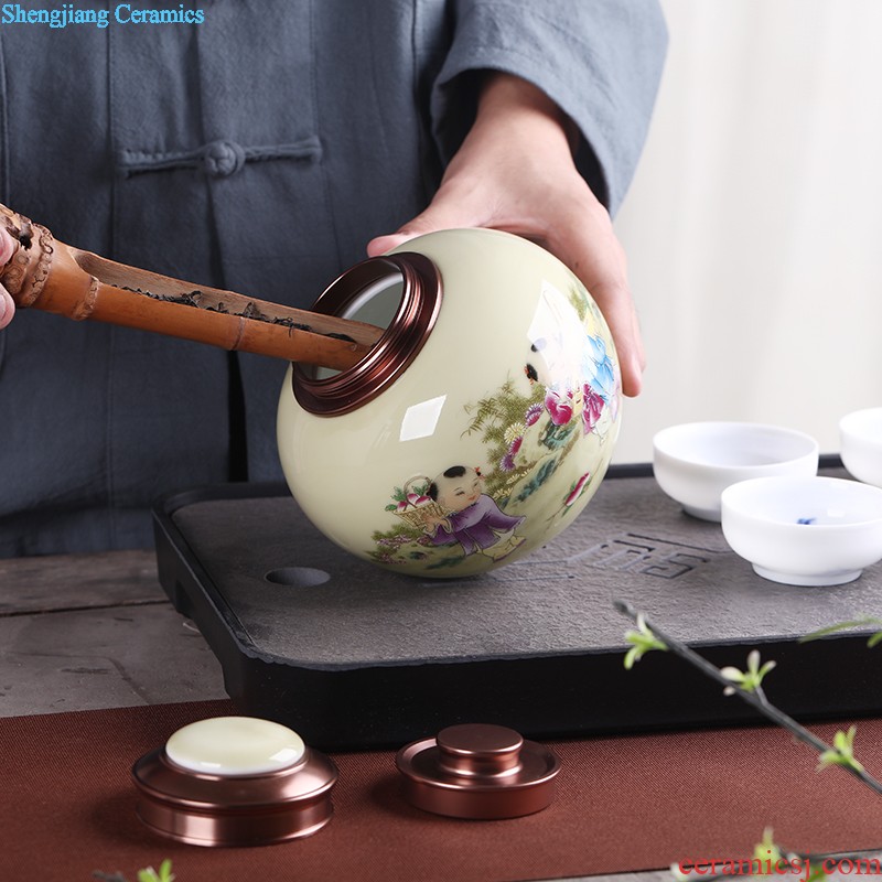 Manual caddy ceramic seal tank 10 jins receives dahongpao store receives pu 'er tea box storage tea tea set