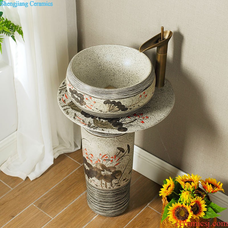 Koh larn, qi stage basin ceramic lavabo lavatory circle art basin bathroom the basin that wash a face green flowers and birds