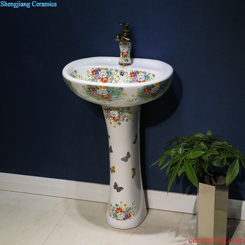 Continental basin of pillar type lavatory balcony column ceramic floor sink basin integrated outdoor sink