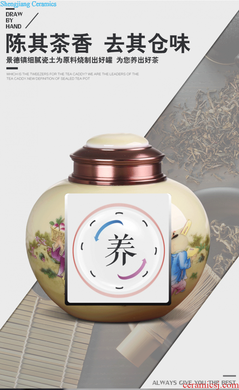 Manual caddy ceramic seal tank 10 jins receives dahongpao store receives pu 'er tea box storage tea tea set