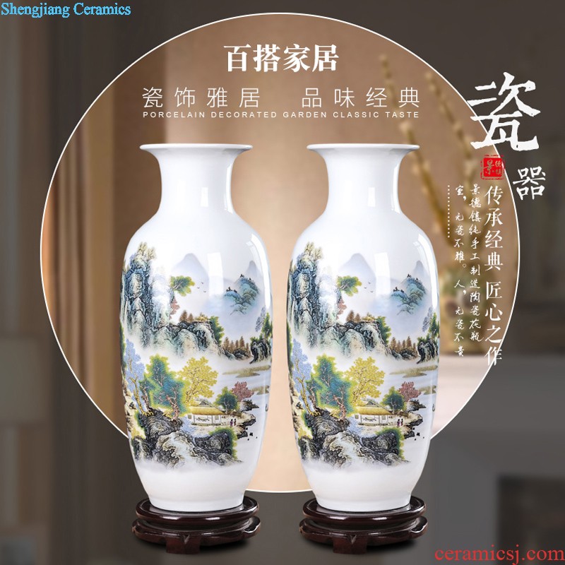 Jingdezhen ceramics Archaize manual of blue and white porcelain vase Sitting room decorative household items furnishing articles lucky bamboo vase