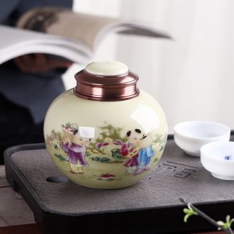 Manual caddy ceramic seal tank 10 jins receives dahongpao store receives pu 'er tea box storage tea tea set