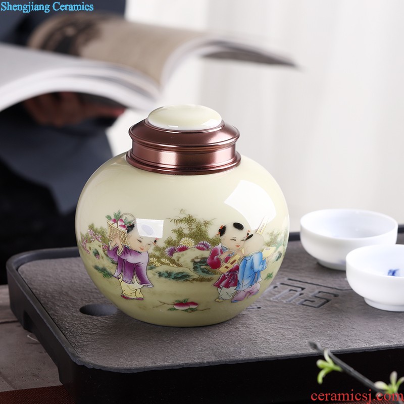 Manual caddy ceramic seal tank 10 jins receives dahongpao store receives pu 'er tea box storage tea tea set