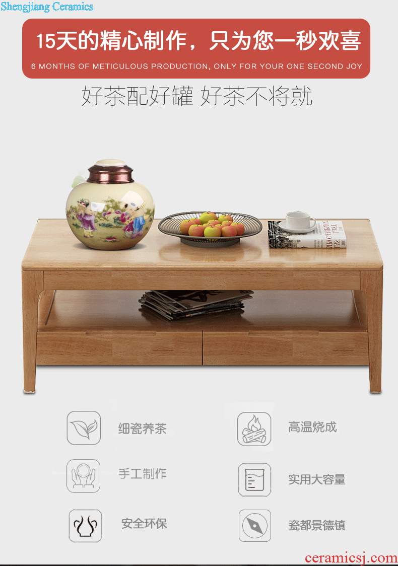 Manual caddy ceramic seal tank 10 jins receives dahongpao store receives pu 'er tea box storage tea tea set