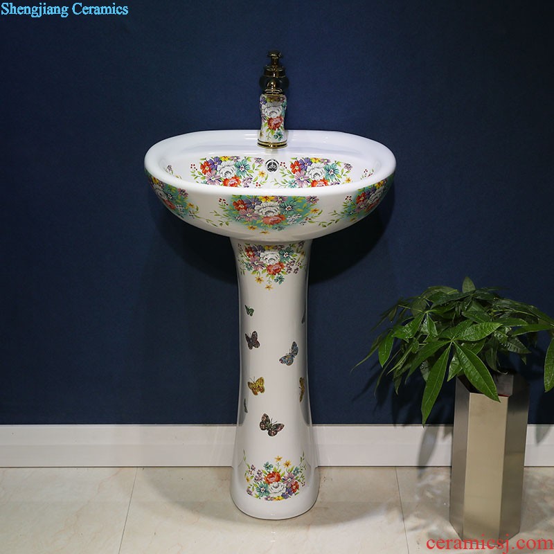 Continental basin of pillar type lavatory balcony column ceramic floor sink basin integrated outdoor sink