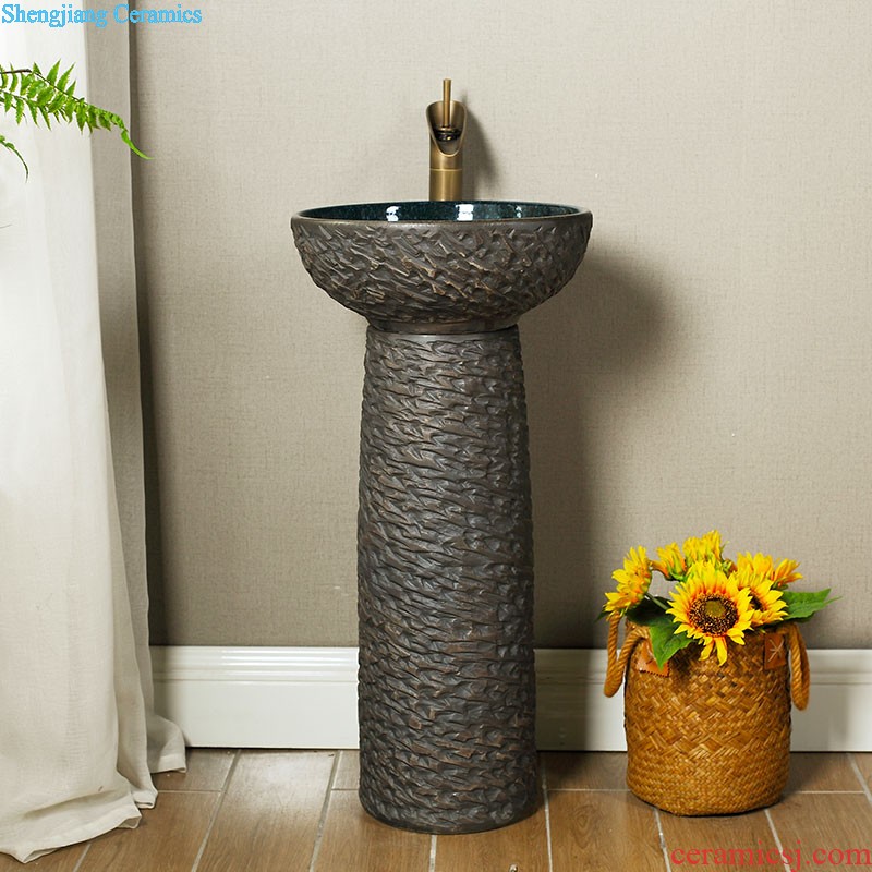 Koh larn, qi ceramic column basin one-piece pillar lavabo home floor type lavatory toilet basin of the ancients