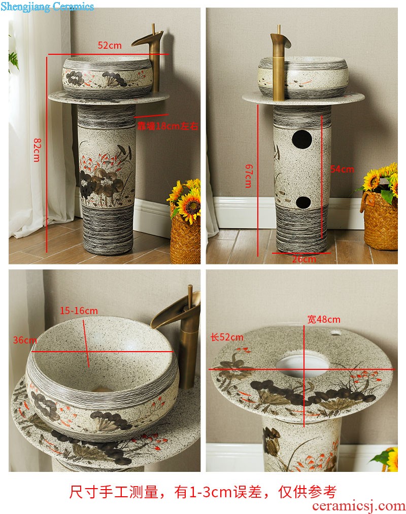 Koh larn, qi stage basin ceramic lavabo lavatory circle art basin bathroom the basin that wash a face green flowers and birds