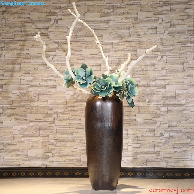 Jingdezhen ceramic creative flow porcelain glaze small vase household adornment hydroponic flowers inserted copper grass