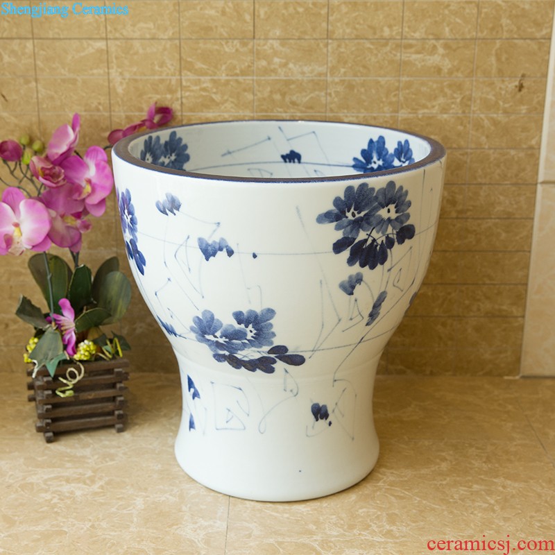 M beautiful ceramic art basin mop mop pool ChiFangYuan one-piece mop pool of 40 cm diameter ink lotus