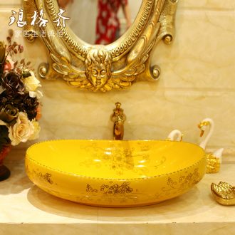 Post, qi stage basin ceramic lavabo gold-plated lavatory elliptical european-style bathroom art gold rings