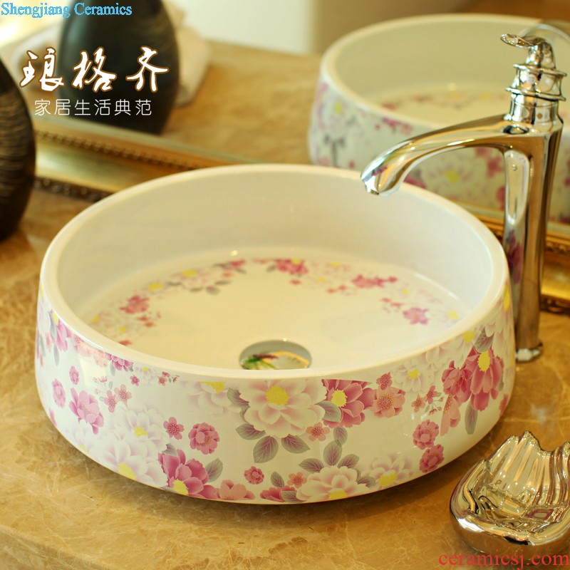 Packages mailed the stage basin of jingdezhen ceramic lavabo that defend bath lavatory basin art basin The square carpet of flowers