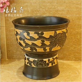 Increase the ellipse basin to jingdezhen ceramic lavabo lavatory basin art on stage Black wing chicken feather