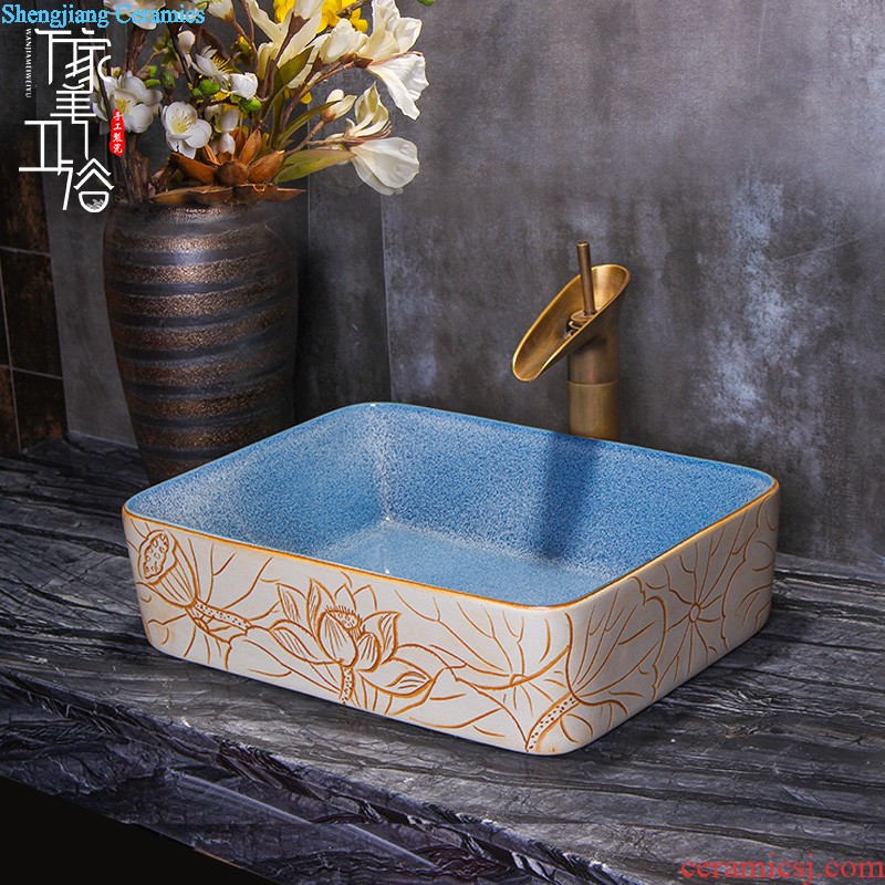 Lavatory ceramic household toilet wash face basin oval stage basin size lavabo European art