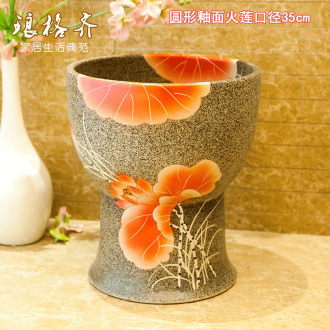 Koh larn, qi continental basin pillar three-piece set of ceramic art basin pillar lavatory basin that wash a face Morning glory