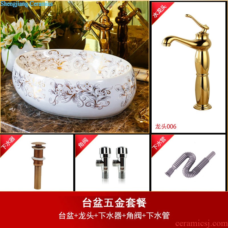 Jingdezhen ceramic lavabo stage basin to single elliptic lavatory toilet basin art basin of restoring ancient ways