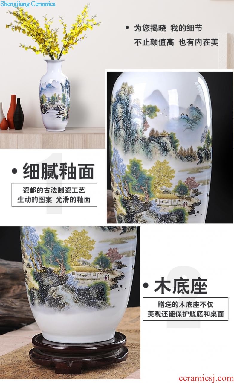 Jingdezhen ceramics Archaize manual of blue and white porcelain vase Sitting room decorative household items furnishing articles lucky bamboo vase