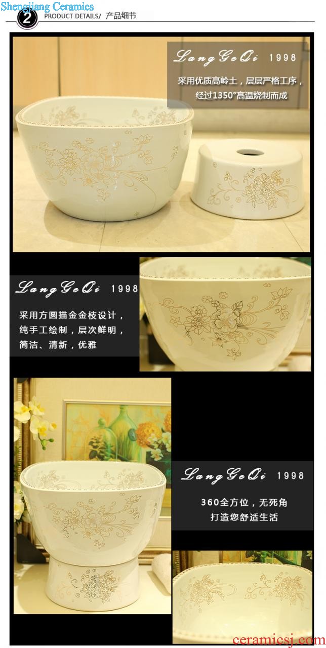 Post, qi stage basin ceramic lavabo archaize washbasin drum-shaped basin of Chinese style bathroom art antique reeds