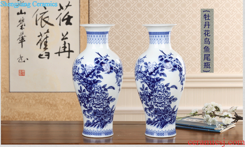 Jingdezhen ceramics lucky bamboo vase furnishing articles New Chinese style household adornment flower arranging large sitting room of ikea