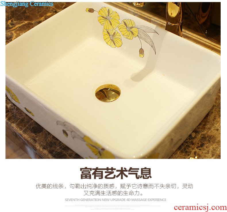 Koh larn, neat square stage basin ceramic lavabo that defend bath lavatory art basin of the basin that wash a face Blue and white