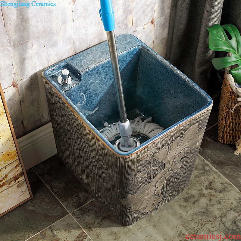 Koh larn, neat hand-drawn square stage basin ceramic lavabo art of the basin that wash a face basin sinks green lotus