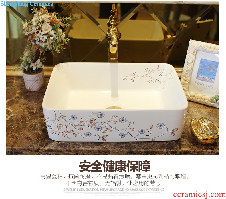 Koh larn, neat square stage basin ceramic lavabo that defend bath lavatory art basin of the basin that wash a face Blue and white