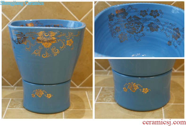 Post, qi stage basin ceramic lavabo archaize washbasin drum-shaped basin of Chinese style bathroom art antique reeds